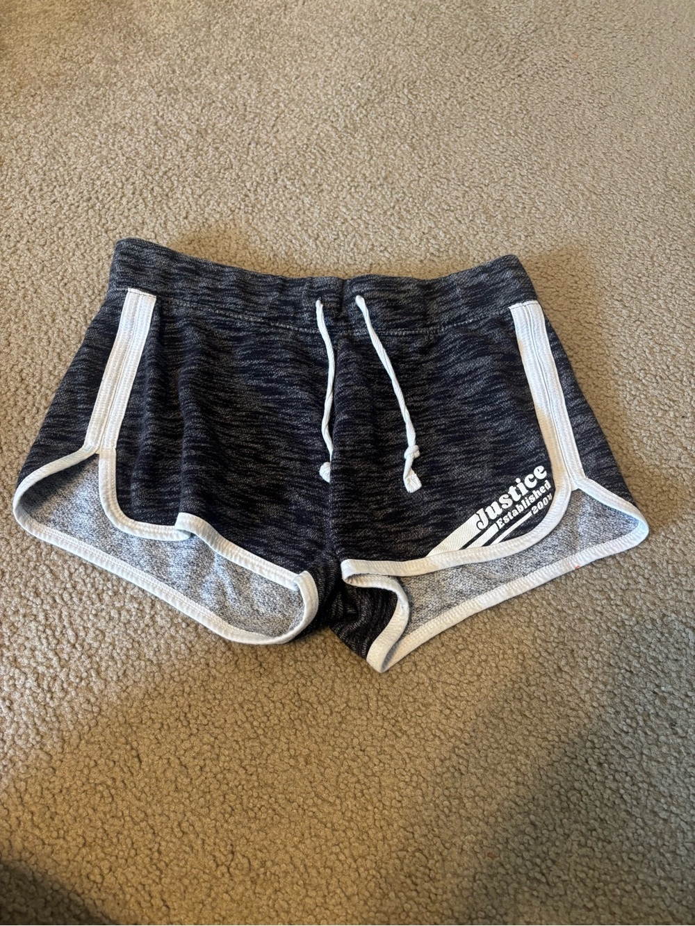 Justice Black Heather Athletic Shorts with White Trim
